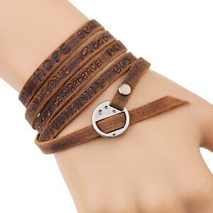 NWOT - Inspirational Natural leather wrap bracelet or Thin cowhide Belt